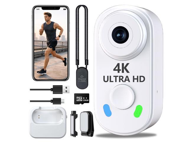 4K Mini Body Camera with 128GB Card,Thumb Action Cam with WiFi, 150° Wearable Hands-Free Chest Recording POV Camera - Magnetic Personal Clip On.