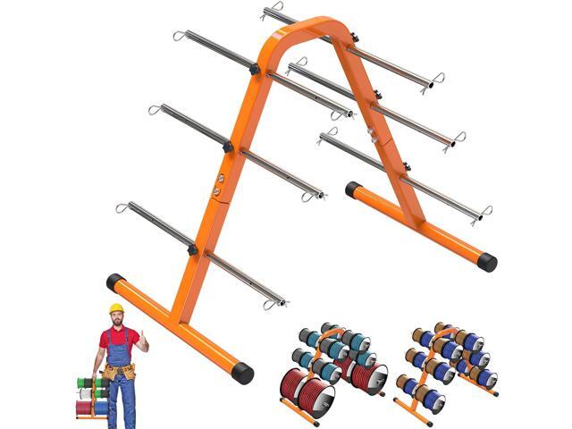 Portable Wire Spool Rack - Heavy-Duty Steel Cable Dispenser with 6 Adjustable Rods, Spool Rack Holder for Efficient Storage & Dispensing, 8' Max.