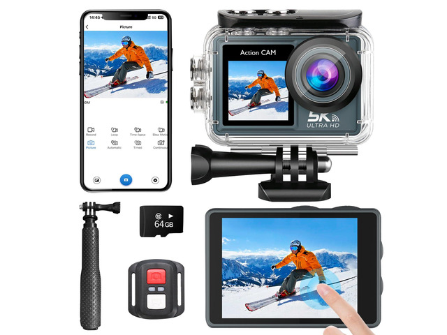 Action Camera 5K 30FPS 20MP Waterproof Camera 100FT Underwater EIS Sports Cam with Touch Screen, 170° Wide Angle, Remote Control, WiFi, 5X Zoom for...