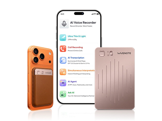 WaveNote AI Voice Recorder, Transcribe & Summarize Recorder, 42 Hours Continuous Recording, Support 112 Languages, 64GB AI Recorder for Meetings,...