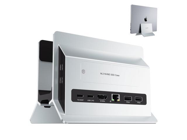 Vertical MacBook Docking Station, Docking Station for Mac mini with M.2 NVMe case for MacBook Pro/Air, 4K@60Hz HDMI, 2USB C 10Gbps, SD/TF, 100W PD,.