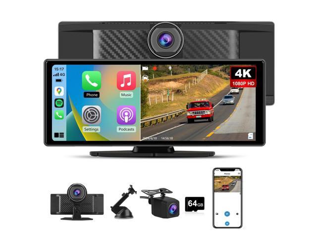 10.26' Carplay Screen for Car Portable, Carplay & Android Auto Car Stereo, Touchscreen GPS Navigation 4K Dash Cam/1080P Backup Camera/Mirror...