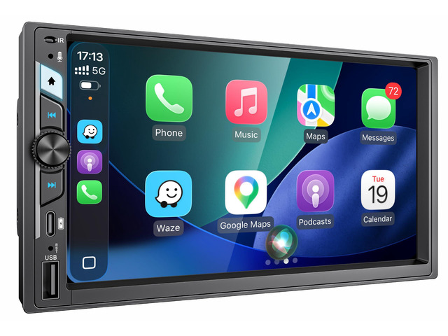 7 Inch Double Din Car Stereo with Wireless Apple CarPlay & Android Auto, HD Touchscreen Car FM Radio with Bluetooth Handsfree, Wireless Mirror...