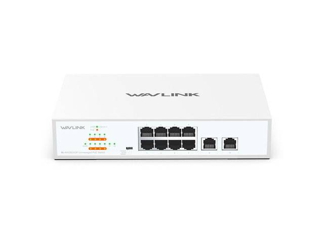 WAVLINK 10-Port Full Gigabit Switch with 8xPoE+ @ 120W, 2xGigabit Ethernet Uplink, Support 802.3af/at, Unmanaged Network Switch with VLAN, Default,...