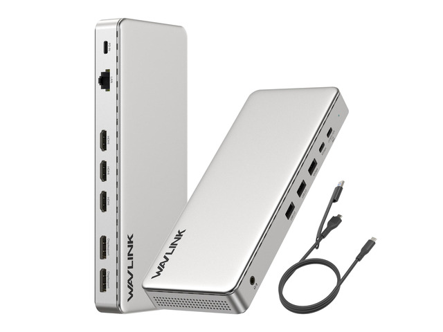 WAVLINK Laptop Docking Station Triple HDMI, Dual DisplayPort Triple 4K@60Hz, 100W PD in, USB-C/A 10Gb, 2.5G Ethernet, SM770 Dock Compatible with...