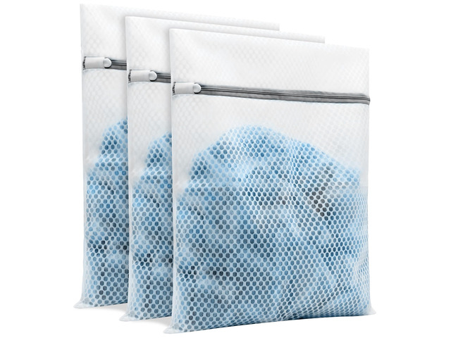 3Pcs Laundry Bags Mesh Wash Bags12 x 16 inches Upgraded Honeycomb & Fine Mesh, Extra Durable with Sturdy Zippers