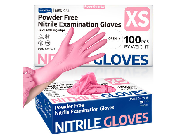 Medical Nitrile Exam Gloves, Latex & Powder-Free Disposable 100 Ct Soft Stretch Fit Powder-Free Latex-Free Examination Cooking Cleaning Food Prep...