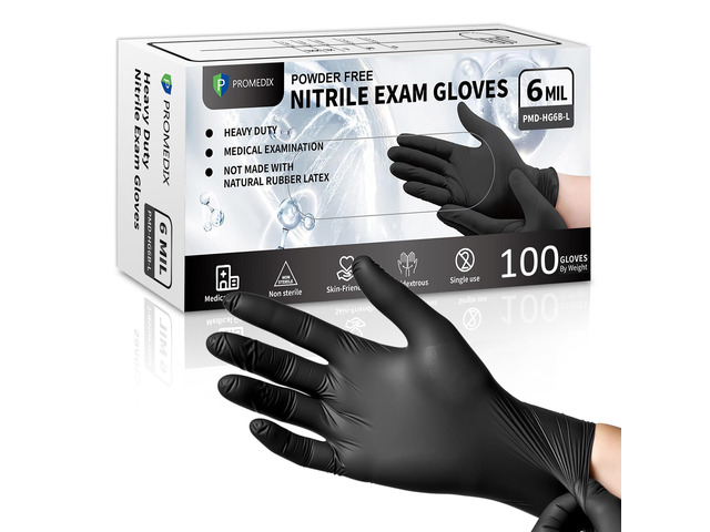 Black Disposable Nitrile Gloves, 6Mil 100 Pcs Food Safe Cooking Gloves Latex Free Rubber Gloves for Cleaning Exam