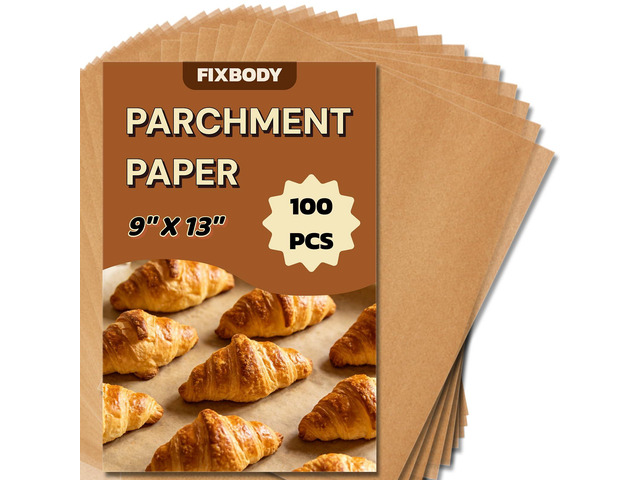 100Pcs Unbleached Non-Stick 9x13in Baking Parchment Non-Stick and Non-Toxic Pre-cut Parchment Sheets for, Cooking, Grilling, Air Fryer and...