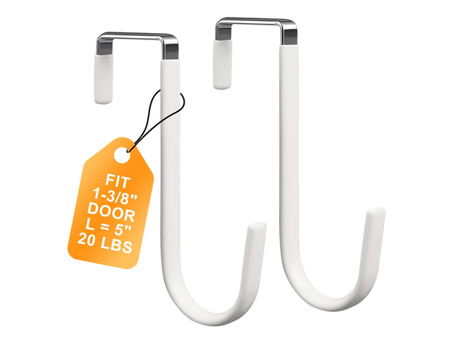 Over The Door Hooks 2 Pack Heavy Duty Door Hanger Hooks for Hanging Towels, Bags, Robes, Clothes No Drilling Over Door Hook, Dorm Essentials,...