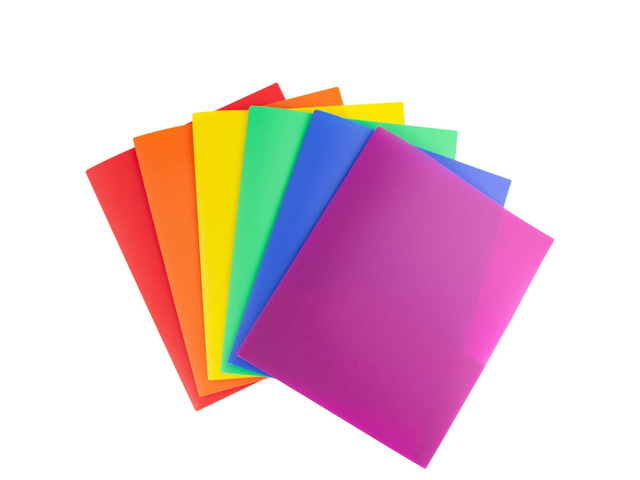 Plastic 2-Pocket Folders, 8.5x11, Assorted, 6 Pack, Poly Heavy-Duty, Long-Lasting Poly, Fits 8.5x11 Documents, Assorted Colors for School, Home &...