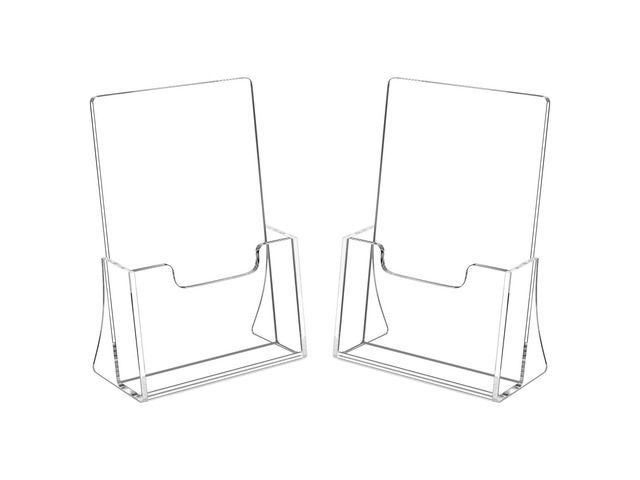 Brochure Holder 8.5 x 5.5 inches, Acrylic Flyer Holder with 2 Pack Plastic Stands for Displaying Magazines, Pamphlets, Literature, Brochures,...