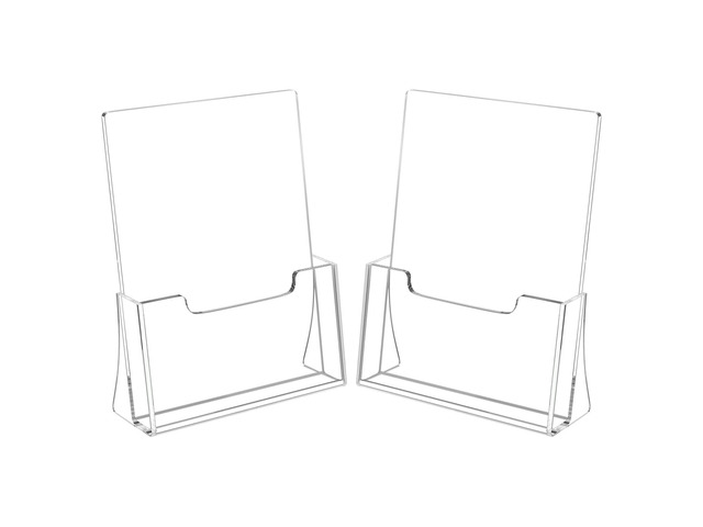 Brochure Holder 8.5 x 11 inches, Acrylic Flyer Holder with 2 Pack Clear Plastic Stands for Displaying Magazines, Pamphlets, Literature, Brochures,...