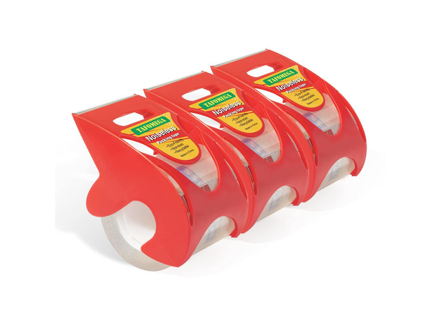 Packing Tape with Dispenser, Noiseless Packaging Tape for Shipping Moving 3 Pack Clear Strong Sealing Adhesive, Industrial Depot Tapes for Storage,...