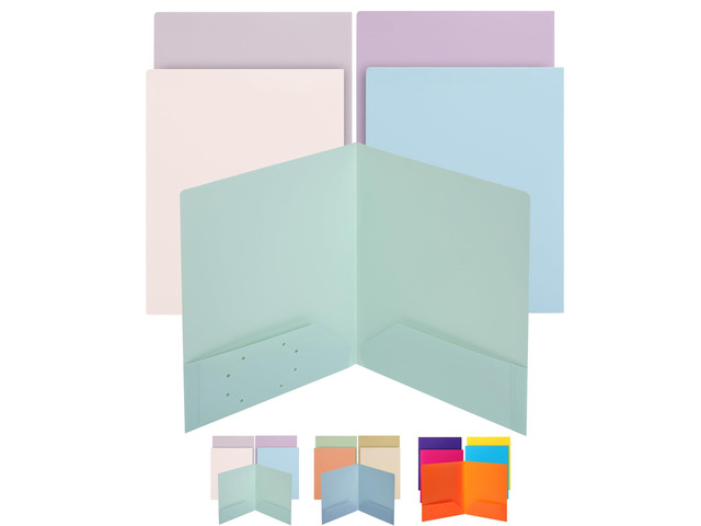 Plastic Folders with Pockets, 5 pcs Aesthetic File Folder with Business Card Slot, 2-Pocket Folder, Back to School, Office, Filing Supplies