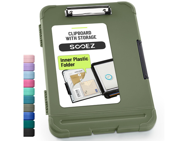 Reinforced Clipboard with Storage, Inner Plastic Folder Attached, Heavy Duty Plastic Clip Boards 8.5x11 with Pen Holder, High Capacity Nursing...