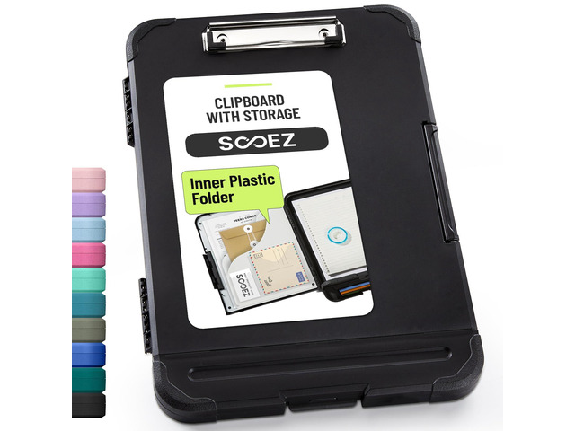 Reinforced Clipboard with Storage, Inner Plastic Folder Attached, Heavy Duty Plastic Clip Boards 8.5x11 with Pen Holder, High Capacity Nursing...
