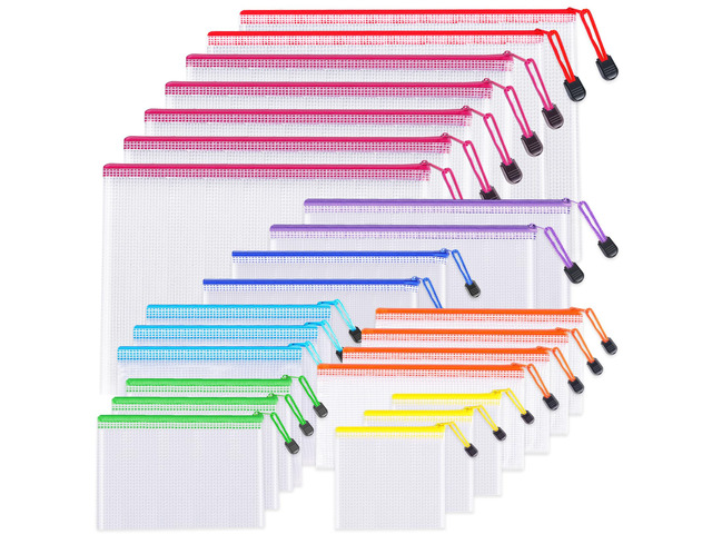 24pcs Mesh Zipper Pouch Bags 8 Sizes Plastic Clear Pouches for Organization