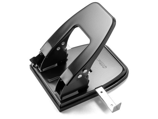 2 Hole Punch - 30 Sheet Capacity, Manual Paper Punch with Adjustable Paper Guide, Durable Metal Construction, Removable Chip Tray, Black