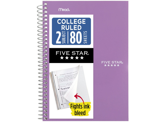 Spiral Notebook, 2 Subject, College Ruled Paper, 6' x 9.5', 80 Sheets, Amethyst Purple (840029CF1-ECM) (Pack of 12)