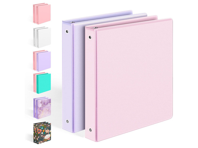 2 Pack BinderX Extra Durable 3 Ring Binder, 1 Inch Binder Round Rings, Fits 350 Sheets of 8.5x11 Paper, Customizable View Cover with Inside...