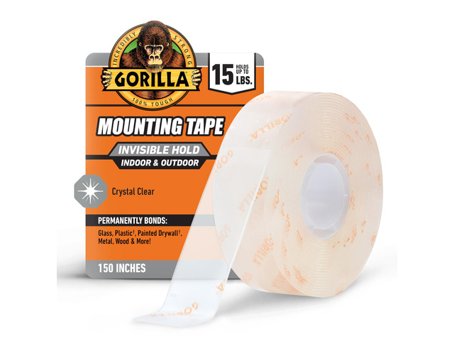 Invisible Hold Mounting Tape, Clear, 1' x 150', 1-Pack Holds up to 15 lbs, Clear Double-Sided Tape for Strong, Permanent Bond, Discreet Adhesive...