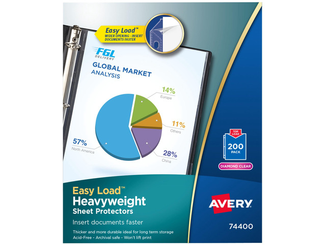 Diamond Clear Heavyweight Sheet Protectors, Easy Load, 200 Document Protectors (74400)