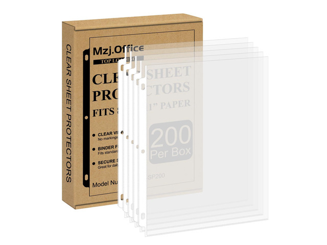 Page Protectors for 3 Ring Binder, Sheet Protectors 8.5 x 11 Inch, 200 Per Box Clear Sheet Protectors for 3 Ring Binder, Plastic Sleeves for Paper...