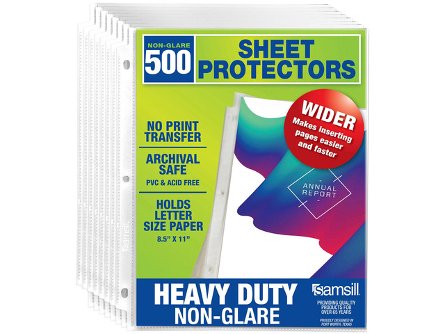 500 Pack Heavy Duty Sheet Protectors, Non-Glare, 8.5x11 Inch Page Protectors for 3 Ring Binder, Letter Size Protectors, Reinforced Holes, Non-Glare...