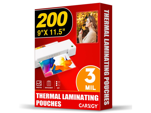 Thermal Laminating Pouches, Holds 8.5 x 11 Inch Sheets,200 Pack 3 Mil, 9 x 11.5 Inches Lamination Sheet Paper for Laminator, Clear, Letter Size,...