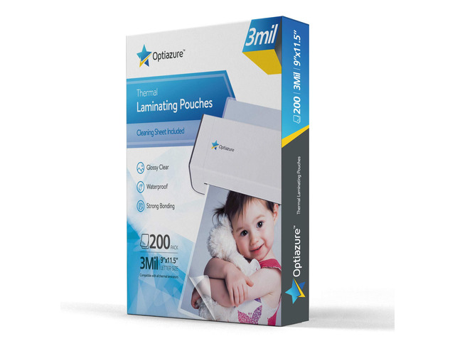 Thermal Laminating Pouches 9'x11.5' Inches, 3mil 200Pack, Laminated Paper, Clear, Letter Size, Office and School Supplies