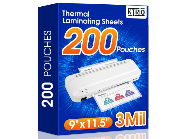 200 Pack Laminating Sheets 3 Mil, Hold 8.5 x 11 inch Documents, Menus Actual 9 x 11.5 Thermal Laminating Pouches, Clear Laminate Sheets for...