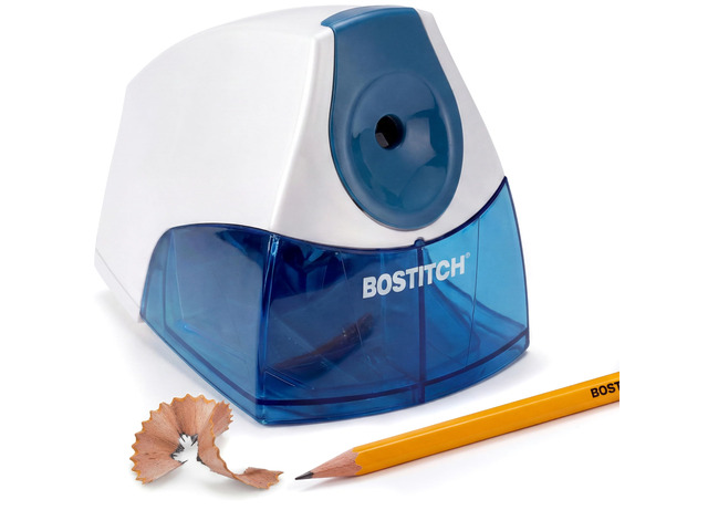 Office Electric Pencil Sharpener for Classroom & Desk Use, Heavy-Duty Stall-Free Motor, High-Capacity Shavings Tray, Blue
