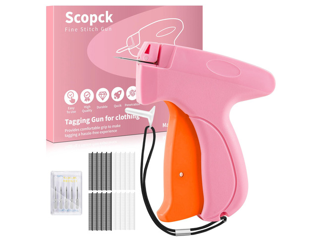 Stitch Gun for Clothes - Handheld Stitch Gun Quick Clothing Fixer - Tagging Gun - Includes 6 Needle, 1000 Black Fasteners & 1000 White Fasteners