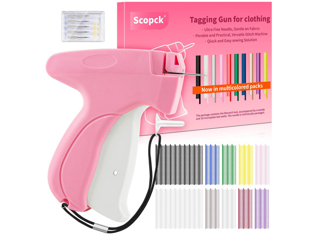Stitch Gun for Clothes - Handheld Stitch Gun Quick Clothing Fixer - Tagging Gun - Includes 6 Needle, 1000 Black Fasteners & 1002 White Fasteners