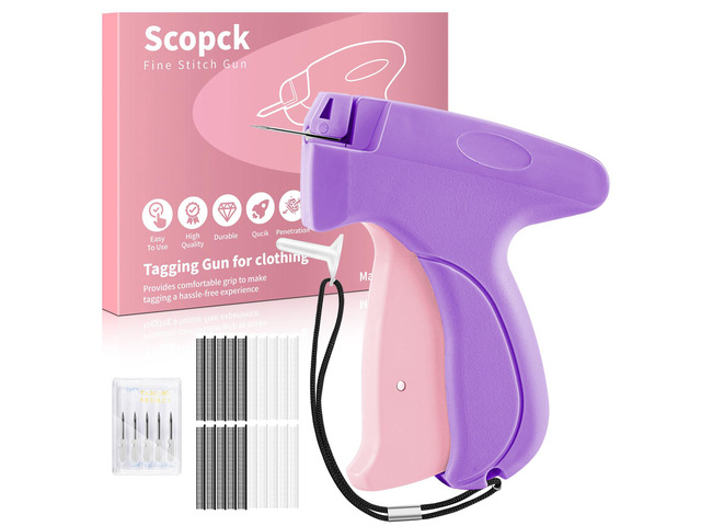 Stitch Gun for Clothes - Handheld Stitch Gun Quick Clothing Fixer - Tagging Gun - Includes 6 Needle, 1000 Black Fasteners & 1000 White Fasteners