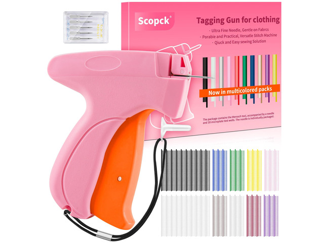 Stitch Gun for Clothes - Handheld Stitch Gun Quick Clothing Fixer - Tagging Gun - Includes 6 Needle, 1000 Black Fasteners & 1001 White Fasteners