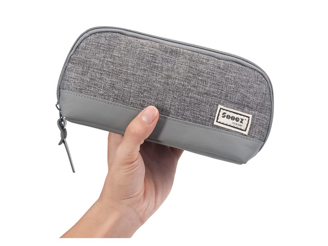Wide-Opening Pencil Pen Case, Lightweight & Spacious Pencil Bag Pouch Box Organizer, Aesthetic Supply with Triangular Design for Adults, Grey