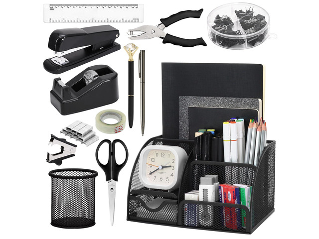13-in-1 Office Desk Organizer Set for Back to School Supplies Accessories Organizer Set with Stapler and Tape Dispenser, Pen Holder, Scissors,...