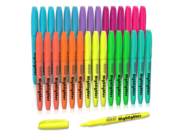 Highlighters, 30 Pack Highlighters Assorted Colors, 10 Colors Chisel Tip Dry-Quickly Non-Toxic Highlighter Markers for Adults Students Highlighting...