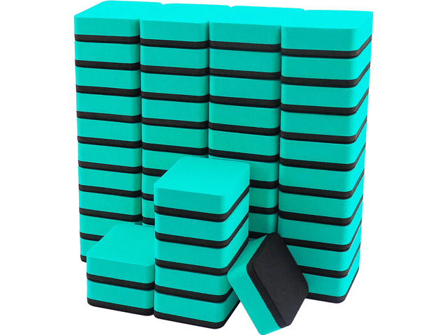 Mini Dry Erase Erasers, Green, 48 Pack, 2 x 2 Inch
