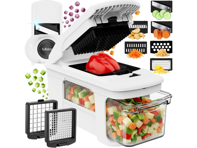 XL Vegetable Chopper & Mandoline Slicer Vegetable, Onion, Potato, Food, Veggie & Fruit Slicer, Dicer & Spiralizer with Pull-Out Catch Tray,...
