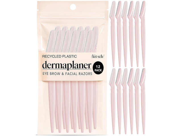 Kitsch Dermaplane Razor for Women Face Blush, 12 pcs Face Razors for Women & Men, Eyebrow Razor & Face Shaver Exfoliating Facial Razor &...