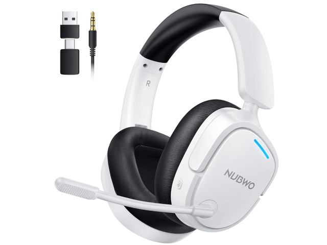NUBWO 2.4GHz Wireless Gaming Headset for PS5, PS4, PC, Laptop, Mac, 7.1 Surround Sound, Noise Canceling Mic, 20ms Low-Latency, 80Hr Battery,...