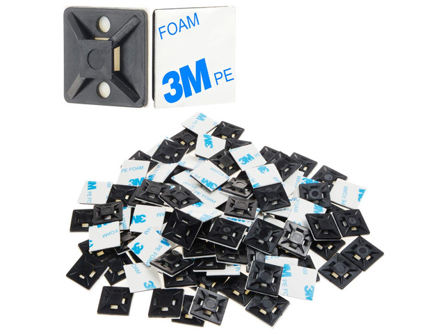 500 PCS 3/4' Black Self Adhesive Cable Zip Tie Mounts Wire Cable Clips Holders Management Anchors Organizer Holders Squares(HS-101S)