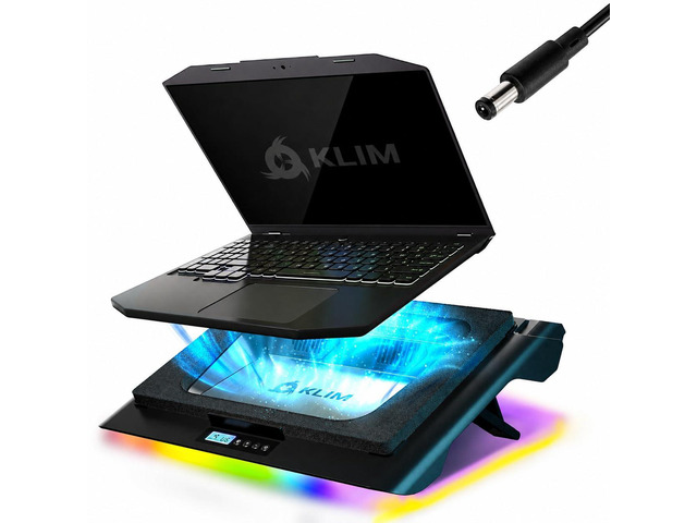 Everest Plus Gaming Laptop Cooling Pad - 6300 RPM Turbo Fan Cooler Powerful DC cooling pad with dual turbo fans, RGB lighting, sealed foam...