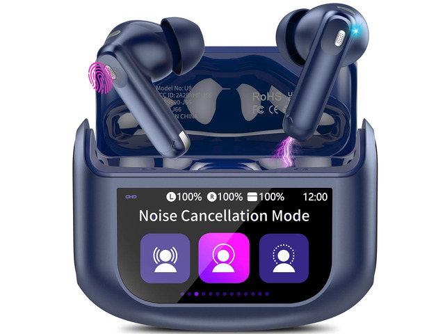 Active Noise Cancelling Ear Buds 48H Wireless Earbuds with Touch Screen HiFi Stereo Bluetooth Headphones with ENC Noise Cancelling/Transparency...