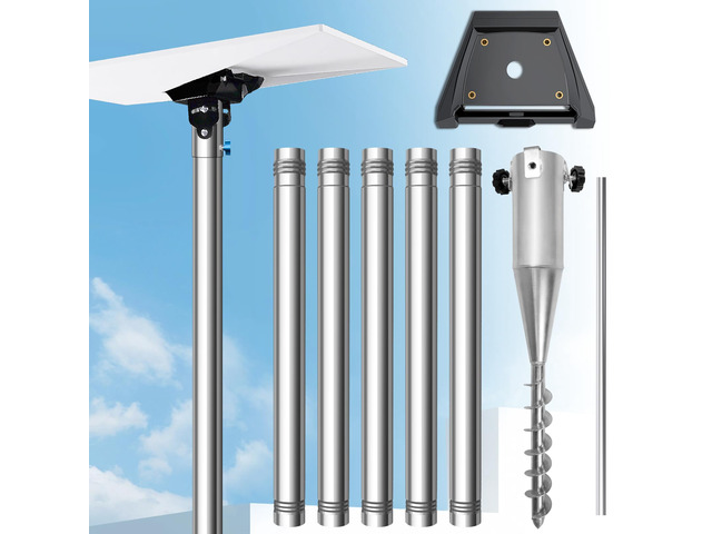 Starlink Gen 3 Pole Mount Kit, 10Ft Starlink Ground Pole Mount Gen 3, Features 1.5'' Diameter Stainless Steel Pole with No-Dig Spiral Ground...