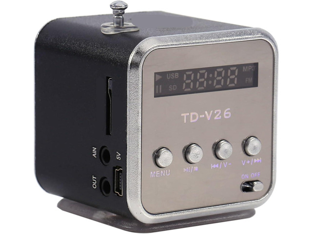 Yoidesu TD-V26 Portable Mini Speaker Music Player FM Radio Battery Powered Mini Digital Display Screen Speaker Music Player for Computer & Cell Phone...