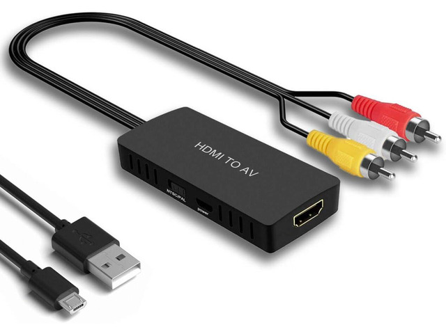 Dingsun HDMI to RCA Converter for Old TV Adapter, HDMI to Composite Converter Compatible Roku, Chromecast, PC, Laptop, Xbox, STB, VHS, VCR, DVD,...